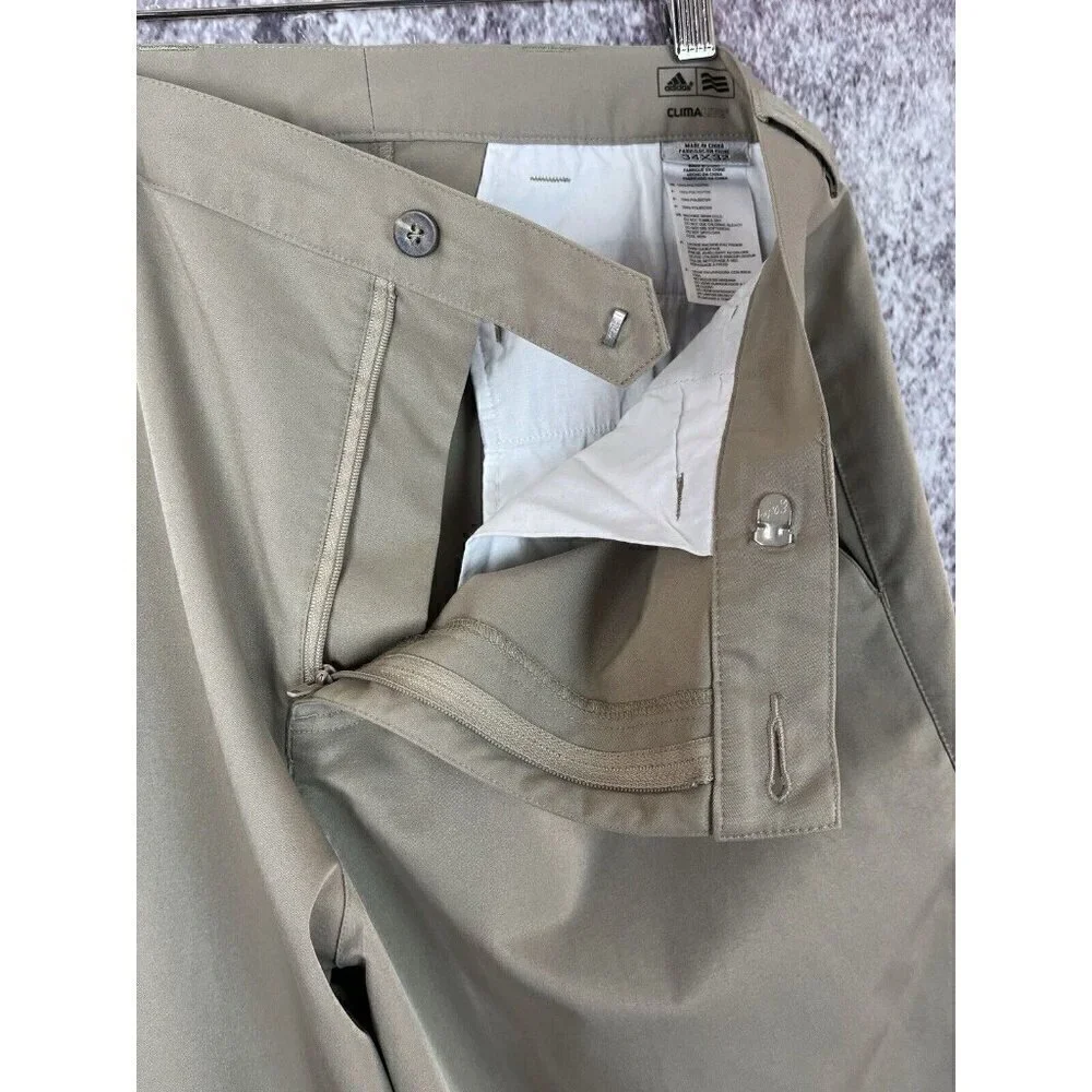 Adidas Pants Mens 34 X 32 Climalite Golf Tan Flat Front‎ Lightweight Preppy Club